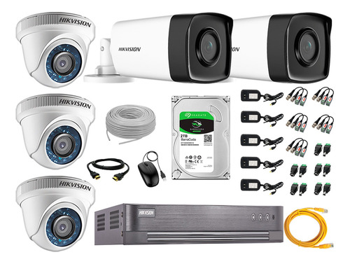 Kit 5 Cámaras De Seguridad It3f Hikvision Full Hd 2tb 40m Ir