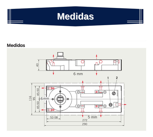 Bisagra Hidraulica Dorma Bts60 120kg Entrada Rectangular