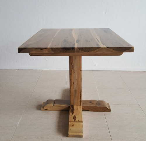 Mesa Cuadrada 100cm Pata Central Madera Dura Maciza