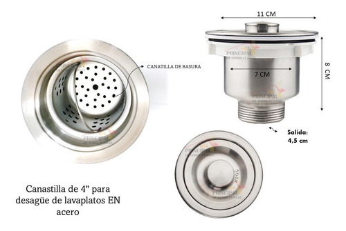 Imagen 2 de 2 de Desagüepara Lavaplatos En Acero Inoxidable