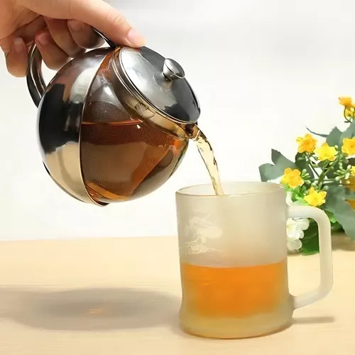 Chaleira Bule De Vidro Chá Com Infusor Inox 700ml