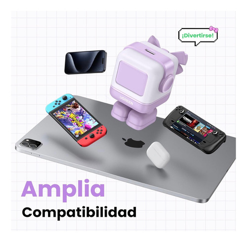 Cargador Usb C 30w Ugreen Nexode Robot Gan Carga Rápida Lila