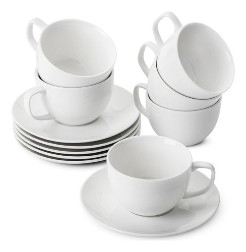Tazas Y Platillos De Té De Porcelana Btat - 6 Oz, Juego De 6