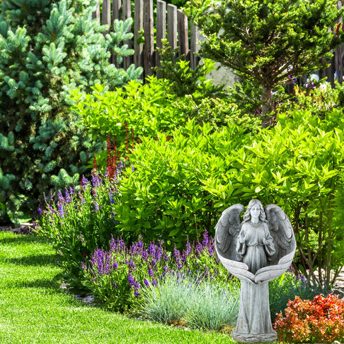 Estatua De Resina Ángel Guardián Para Jardín 54 Cm