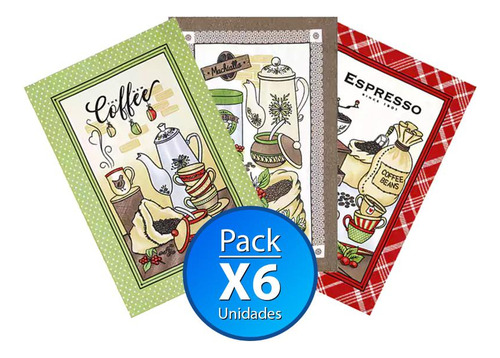 Pack X6 Repasadores Dohler Tecilar 45x65cm Diseño Surtido