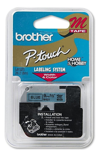 2 Pzs Cinta Brother M521 Negro Sobre Fondo Azul 9mm X 8m /vc