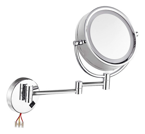 Gecious Wall Mounted Lighted Mirror Magnified Makeup 10x Mag