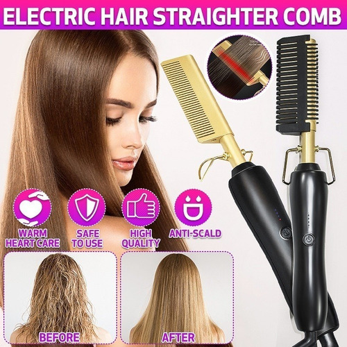 A 2 Em 1 Pente Quente Alisador De Cabelo Elétrico Pente De