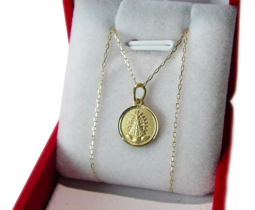 Conjunto Cadena Y Dije Virgen De Luján Oro 18k Bautismo