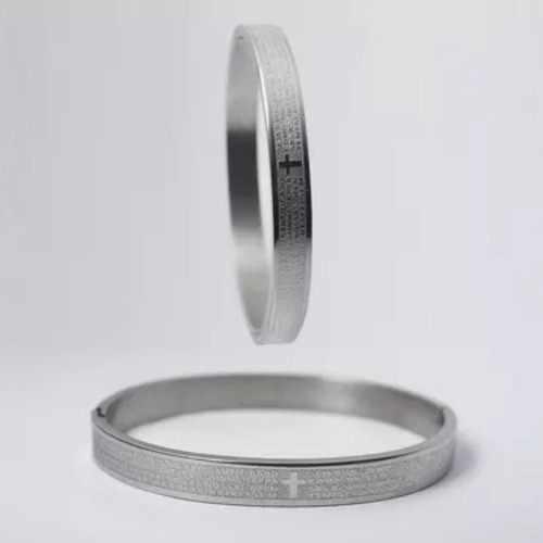 Kit 4 Bracelete Pulseiras Aço Inox Pai Nosso Dourado Prata Comprimento 19 Cm Cor Prateado E Dourado Diâmetro 19 Cm