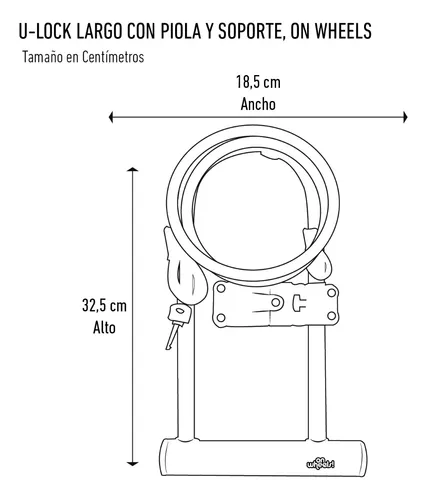 Candado U-lock Onwheels! Largo Con Piola Y Soporte Verde