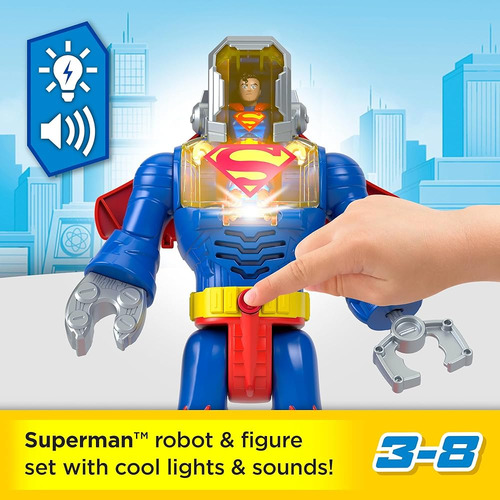 Fisher-price Imaginext Superman Con Robot Exo Suit 30cm Luce