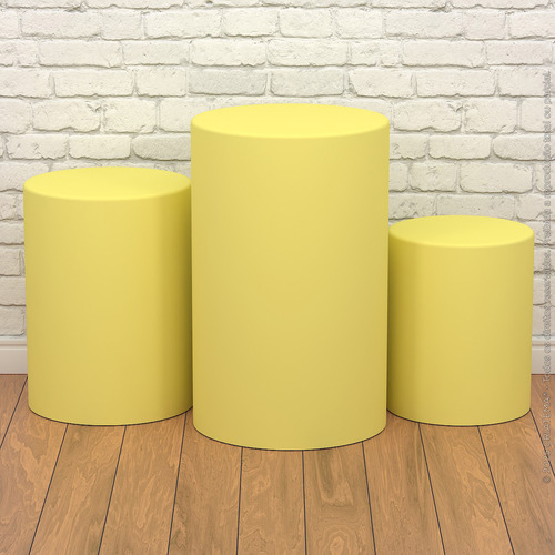 Trio Capas De Cilindro Sublimado Liso Amarelo Veste Fácil Em Tecido