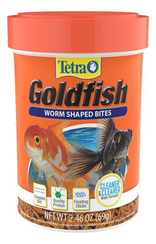 Tetra Goldfish Worm Shaped Bites Fish Food, 2.46 Onzas, Alim