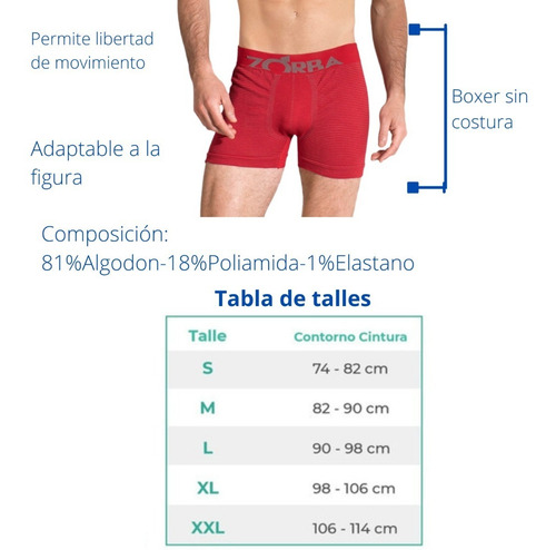Imagen 3 de 4 de Boxer Hombre Algodón Sin Costura Rayado Zorba 131