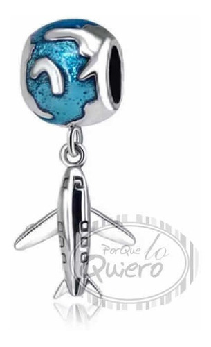 Charm Plata Dije Compatible Pandora Plata Viaje Avión Mundo