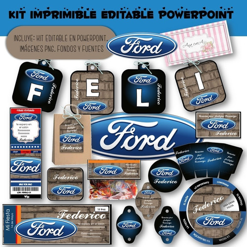 Kit Imprimible Ford Mod.1 100% Editable Deco Cumpleaños