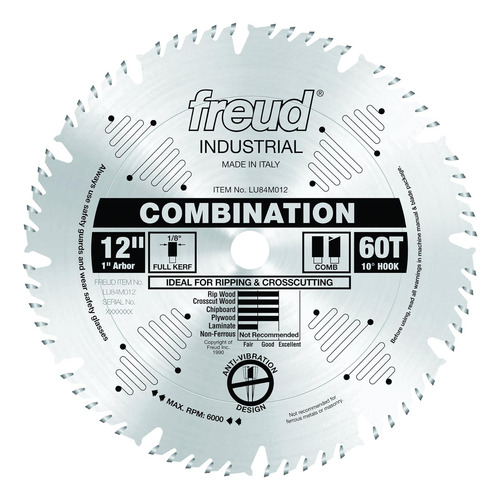 Freud Lu84 M012 12-inch 60 Dientes Atb Combinacion Hoja 