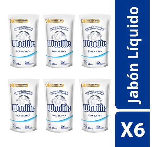 Combo Woolite Jabon Liquido Extra Blanco 900ml X6 Unidades