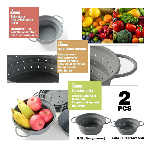 Juego De Coladores Plegables De Silicona Colador De Alimen