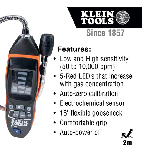 Klein Tools Detector De Fugas De Gas Et120, Probador De Fuga
