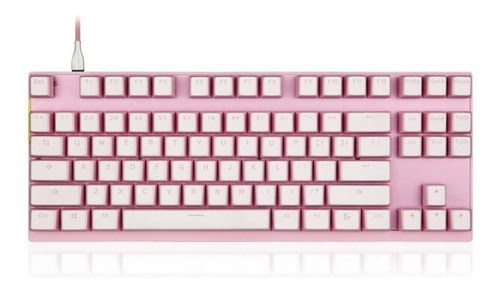 Teclado gamer Motospeed K82 QWERTY inglês US cor rosa com luz RGB