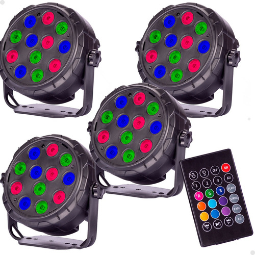 Kit 4x Luzes De Palco Led Lorben 12 Leds Rgb Controle Remoto