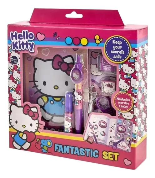 Diario Secreto 60 Hojas Hello Kitty Set Candado Y Accesorios