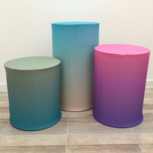 Kit De 3 Fundas Para Mesas Cilíndricas. 45x50 45x60 45x80cm