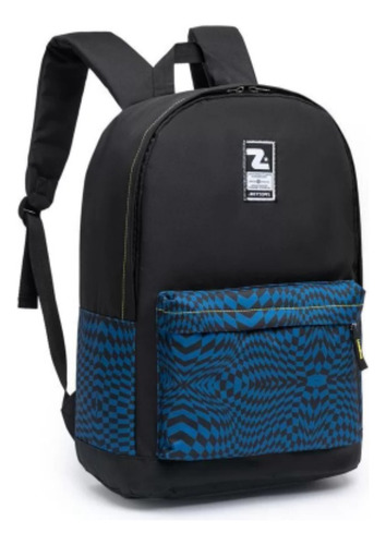 Mochila Spector Preta/azul Sp3118 Cor Azul-preto Desenho Do Tecido Liso Com Formas