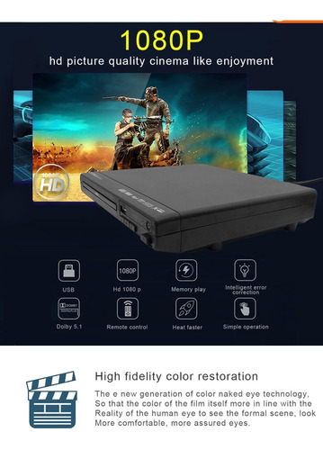 Reproductor Dvd Videomax Hd Multimedia Sd/mmc/usb/cd/aux/fm