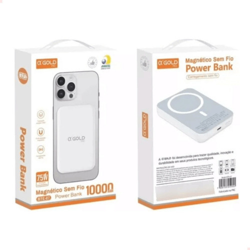 Carregado Portátil Power Bank Indução 10000 Cor Branco