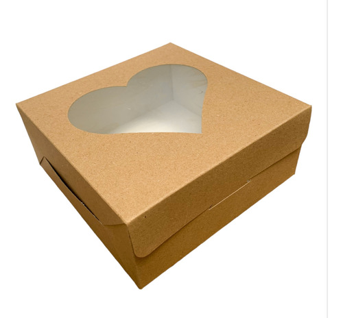 Caja Kraft Tortas-tartas X 5 C/visor Corazón-(19 X 19 X 8)