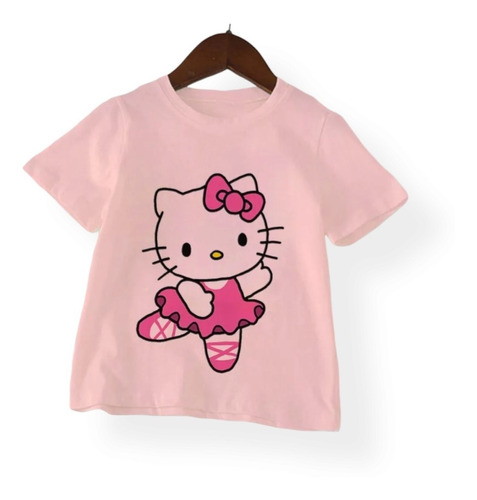 Polera Niña Rosada  Hello Kitty Dancer Algodón Talla 4 A 10 