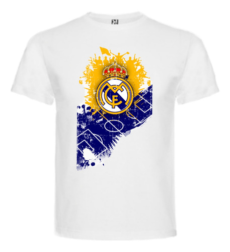 Real Madrid Polera Blanca Sublimada Futbol Niño Adulto