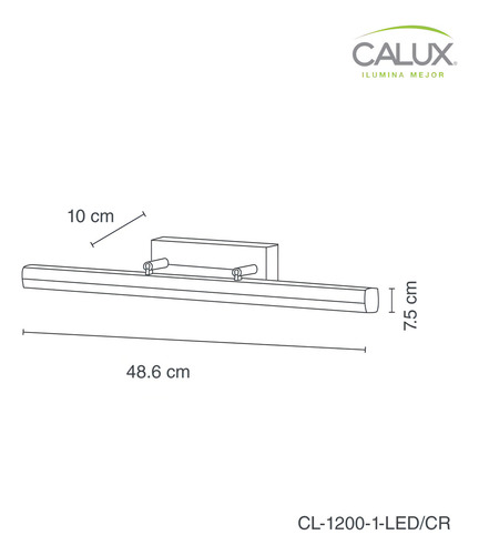 Lampara Led, De Sobreponer En Muro, Cl-1200-1-led/cr, Calux Color Cromo