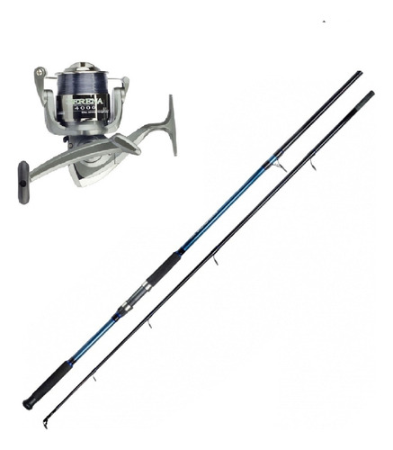 Kit Pesca Molinete Serena 1000 Linha Vara Solara 2,10m Azul