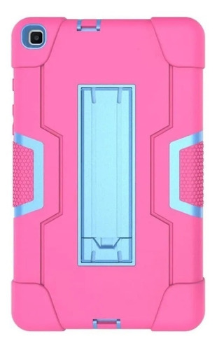 Mica + Funda Rudo C/ Base Galaxy Tab A 8.0 2019 Sm-t290 T295 Color Rosa Con Azul (m)