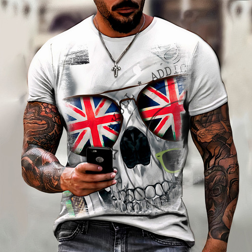 Camisa Camiseta Caveira Bandeira Inglaterra Skull England 03