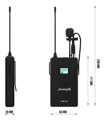 Micrófono Inalámbrico De Lavalier Audibax Awm 202 Doble