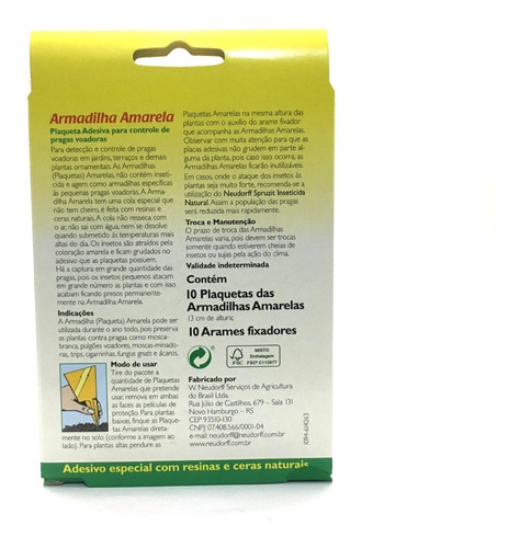 Armadilha Amarela / Plaqueta Adesiva Pequena Kit C/ 3 Und