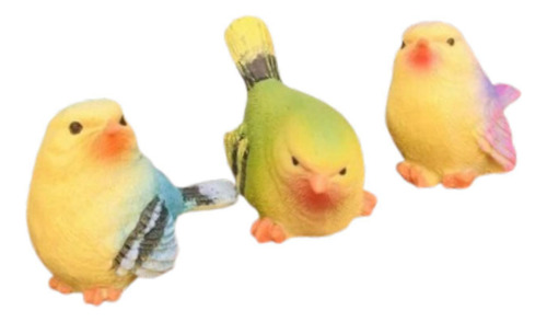 3x Figuras Decorativas De Aves En Miniatura, Decoración De