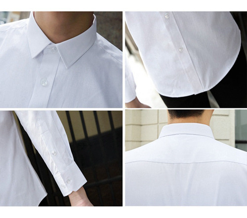 Camisa De Vestir Hombre Moda Slim Color Sólido Manga Larga