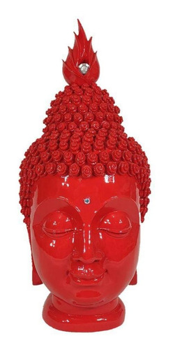 Buda Cabeça Busto Imagem Estátua Resina Cor Vermelho Premium