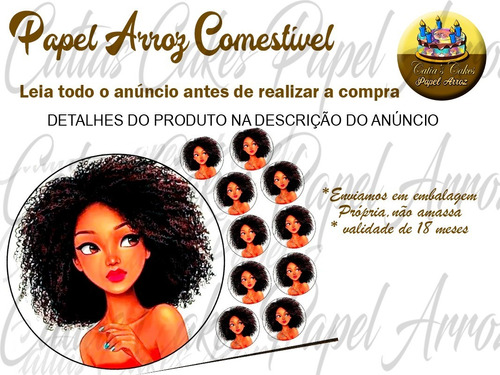 Papel De Arroz Comestível P/ Bolo Black Power Hair Cabelo M4