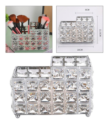 Crystal Makeup Brush Holder Ceja Lápiz Pen Plata B Plata B