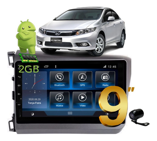 Kit Central Multimidia Civic 12 13 14 Aikon Atom Android 8