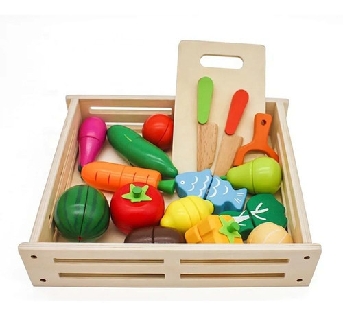 Set De Frutas Y Verduras Madera Juguete Didáctico Spacezat