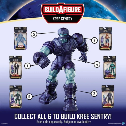 Marvel Legends Baf Kree Sentry Serie Completa 7pzs Capitana