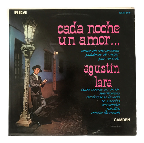 Agustin Lara Cada Noche Un Amor.. Disco Lp Album De Vinilo
